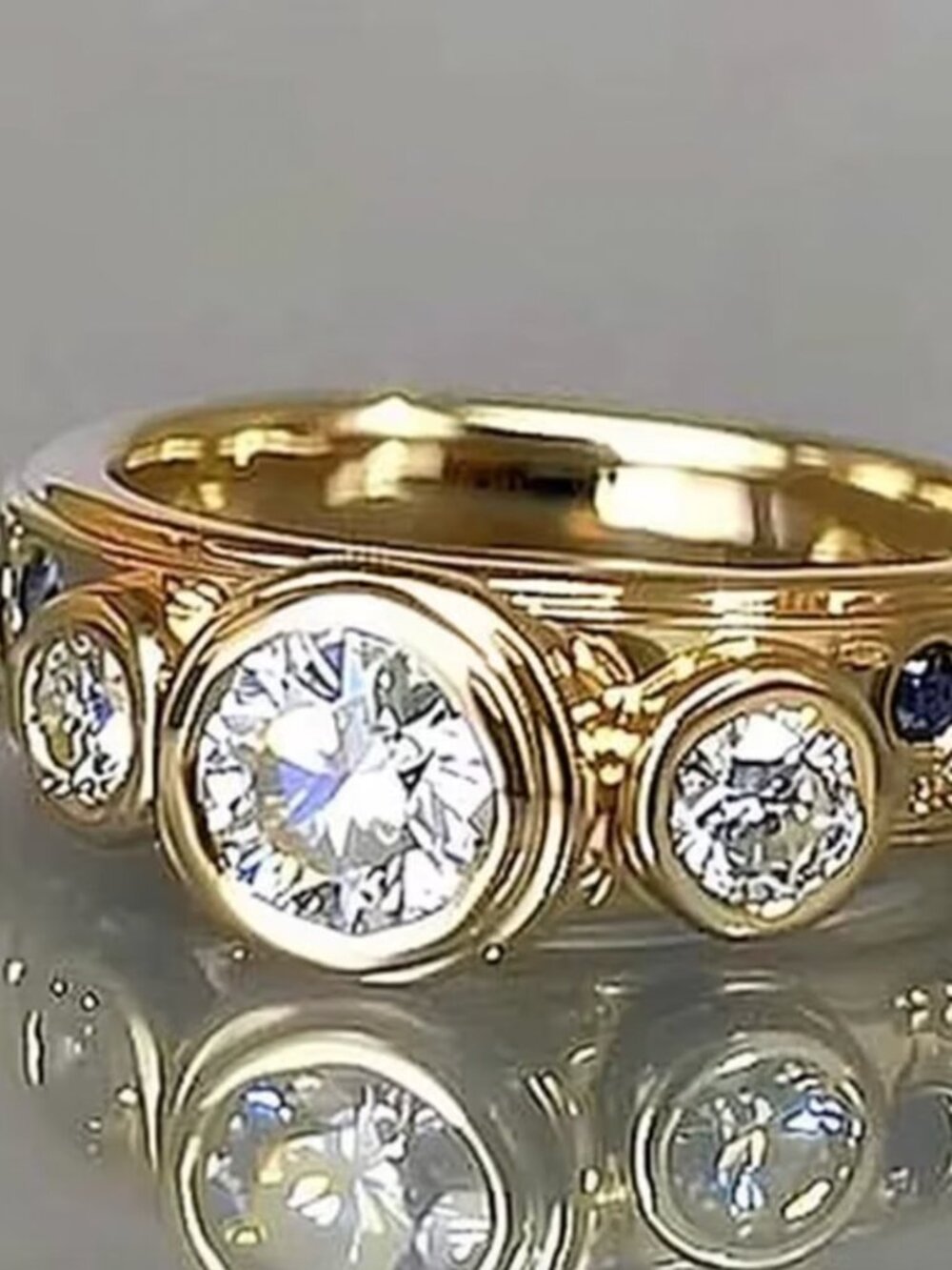 NEW 14k Yellow Gold Diamond Ring Gold Eternity Diamond Ring - Picture 6 of 6